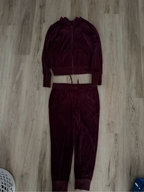 White House Black Market Deep Plum Velour Jogger Set